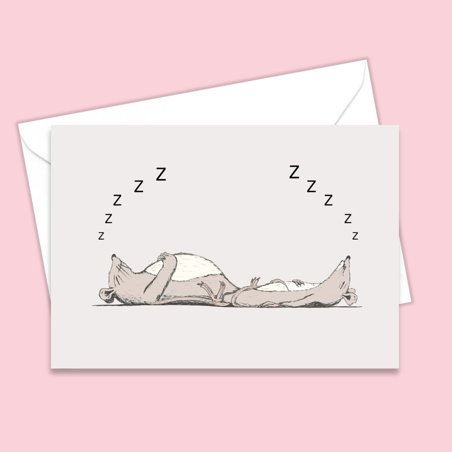 Cute Mouse Card - Animal Lover - Sleeping Mice - Birthday Greetings