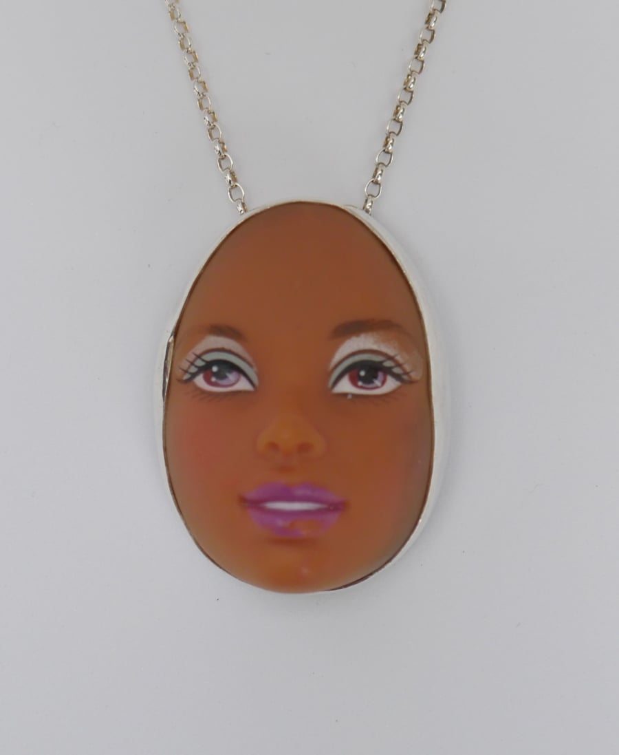 Sterling Silver Doll Face Pendant No. 16
