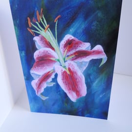 Lily 2 Flower Blank Greeting Card From my Original Acrylic Painting