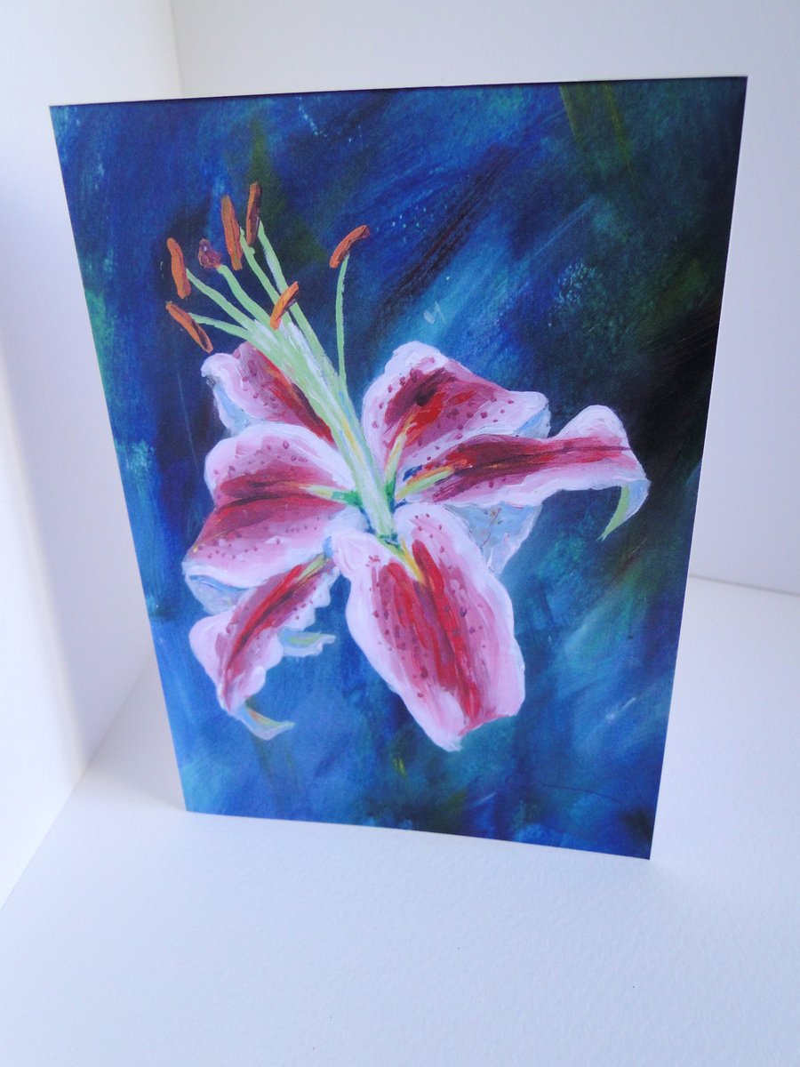 Lily 2 Flower Blank Greeting Card From my Original Acrylic Painting