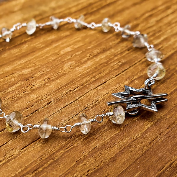 Citrine Sterling Silver Rosary Bracelet