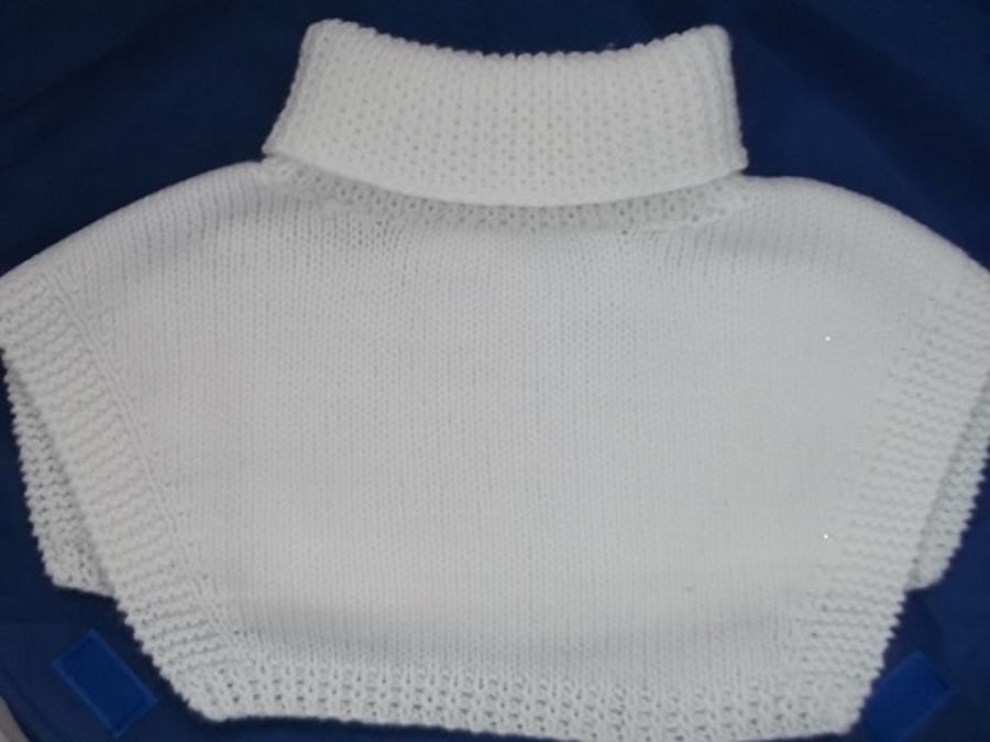 Polo Top Insert Neck Warmer - White - Hand Knitted 