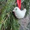Upcycled felt bird or dove bauble hanging decoration