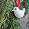 Upcycled felt bird or dove bauble hanging decoration