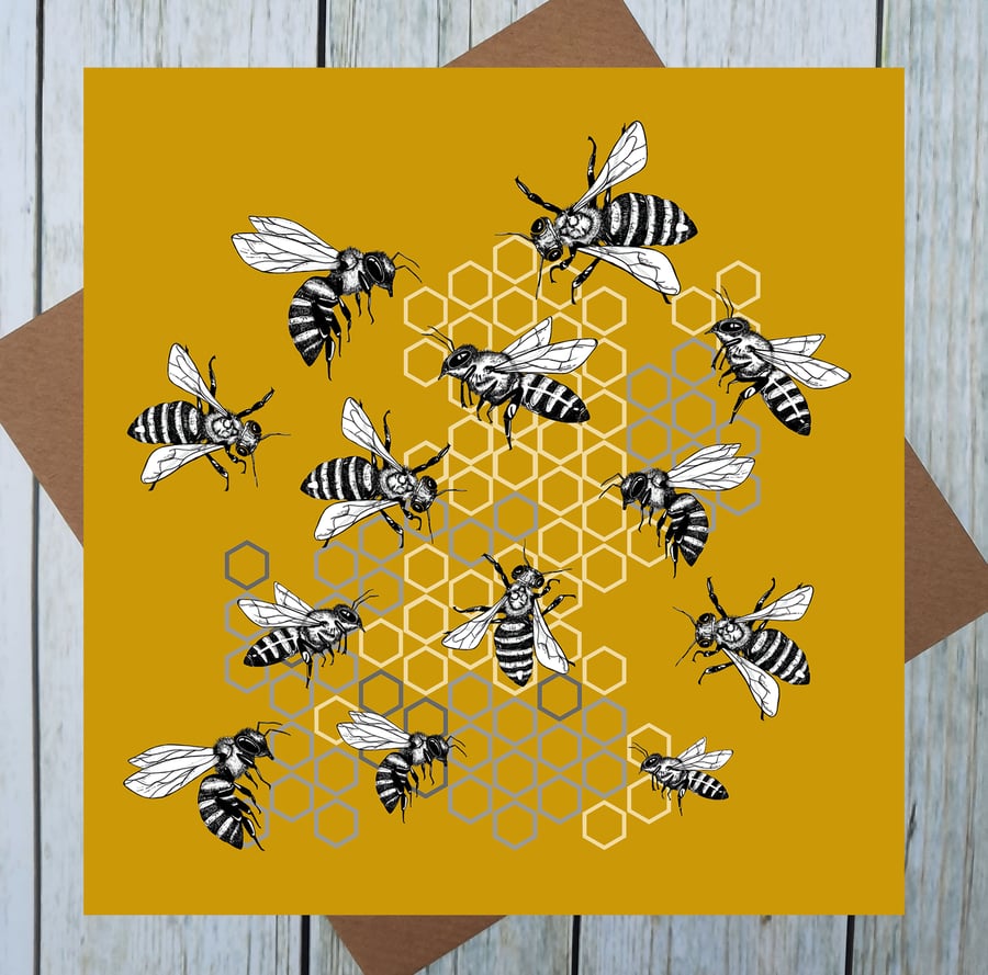 Bee Card- Blank Card - Any Occassion - Animal Card