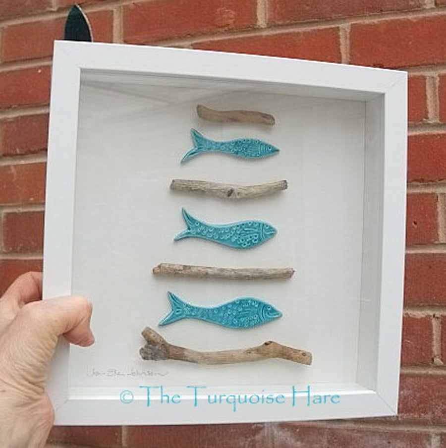 'Fish n Sticks' Ceramic Picture. Driftwood, Cer... Folksy
