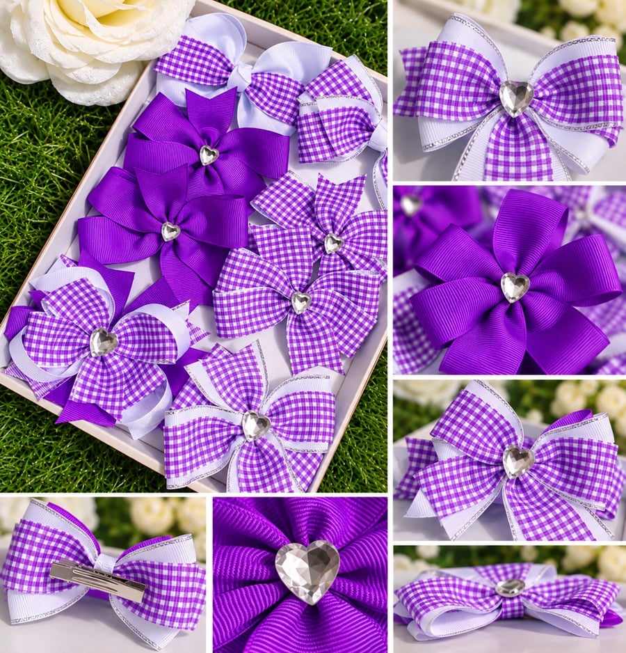 Sophia's Handmade 8-Piece School Sets- Purple & White