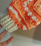 Crochet Hexagon Cardigan 2-3 Years  Retro 70s Kids Orange Peach Jumper - Image 6