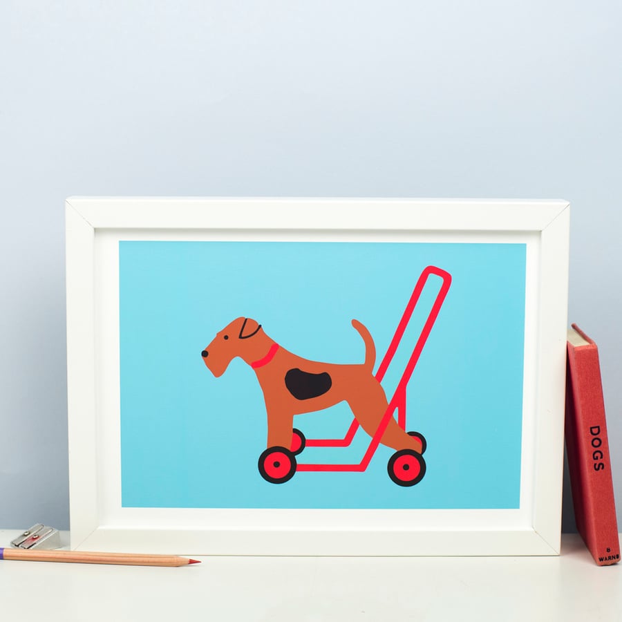 Dog on Wheels Print