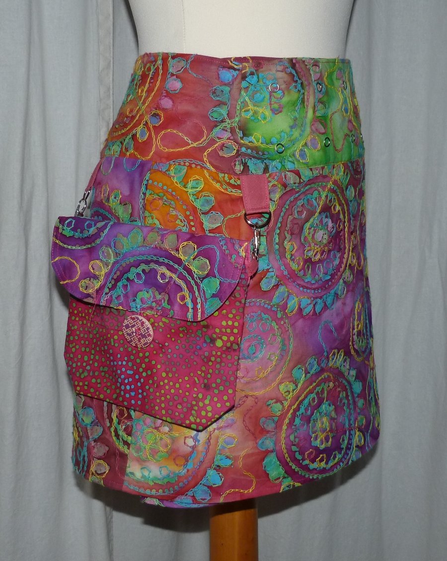 Adjustable Wrap Skirt 28" to 40" Waist with detachable Hip Bag