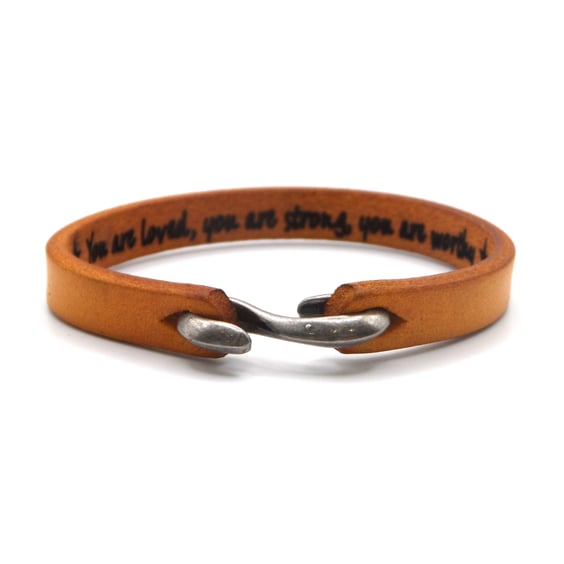 Personalised Leather Bracelet with Hidden Secret Message - Gifts Boxed