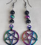 Mistress of the Dark Arts Pentacle Earrings - Gun Metal Tone Ear Wires. - Image 7