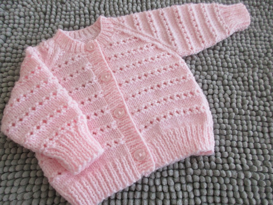 16"  Round Neck Eyelet Cardigan