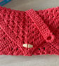 Granny Square Book Sleeve - Book Wrap - Red Crocheted Book Sleeve - Image 5