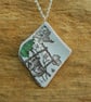 Beach pottery pendant with vine leaves - Image 1