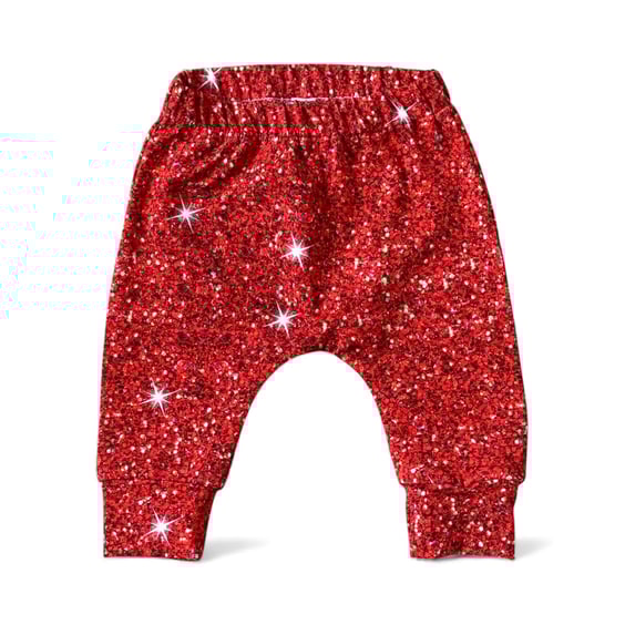 Red “Sparkly” cuffed leggings - up to 12-18 months