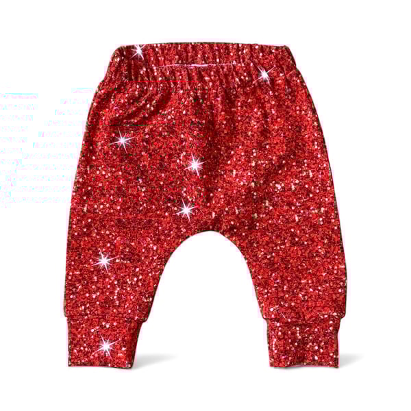 Red “Sparkly” cuffed leggings - up to 12-18 months