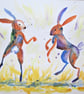 Hares Boxing original painting - Image 4