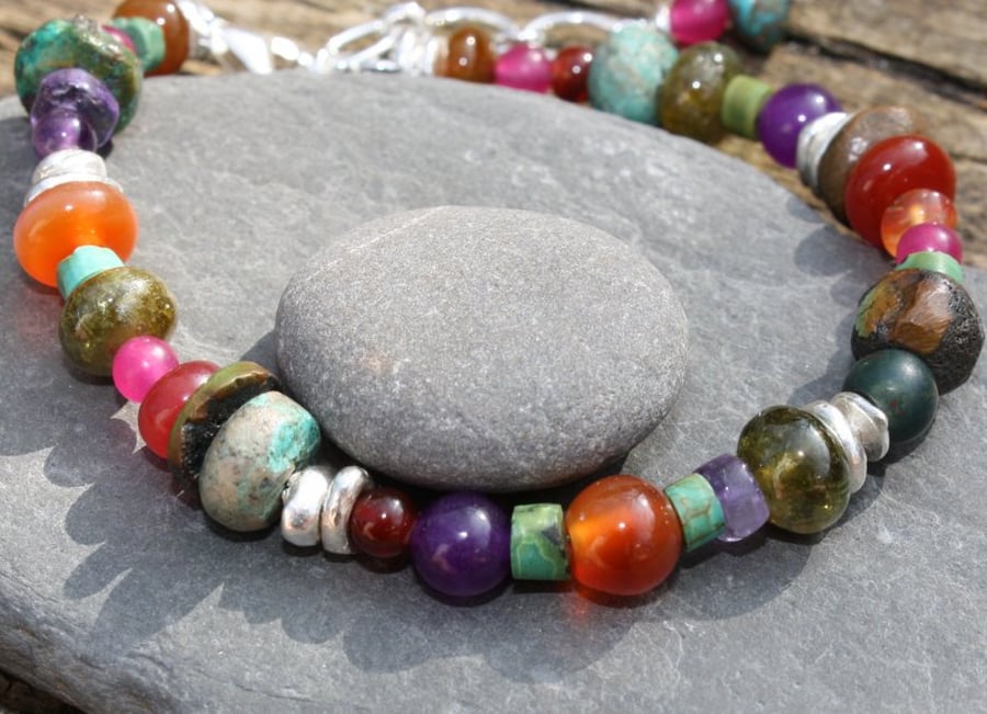 Juicy Gemstone and silver Bracelet 