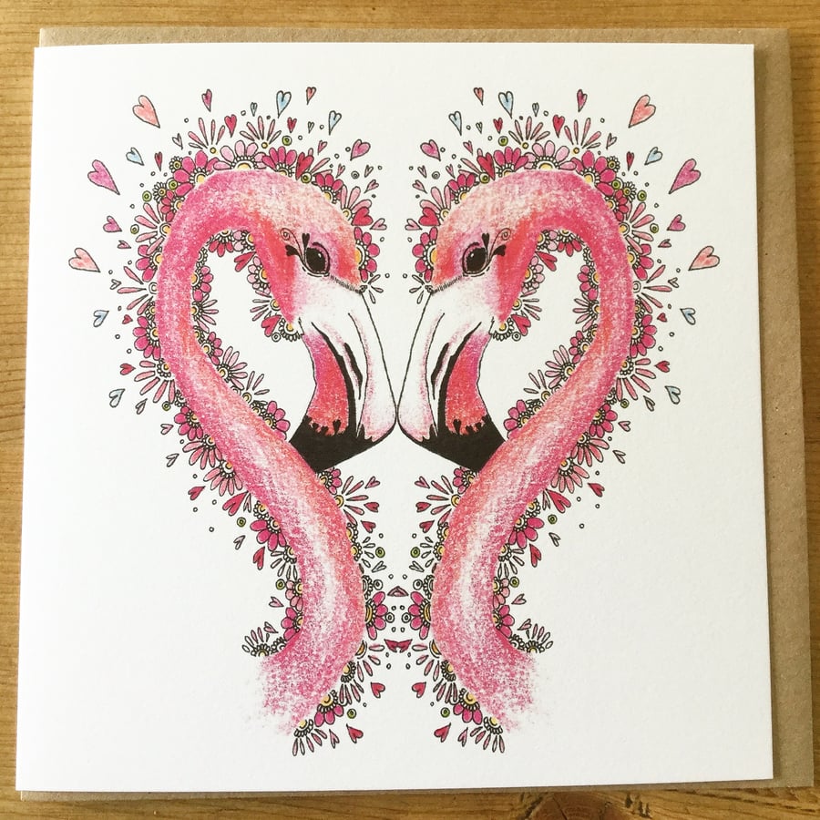 Flamingo heart Greeting card 