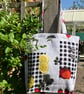 Gingham, Fruit and Veg Design 1950s Vintage Fabric Totebag, Analog Bag - Image 2