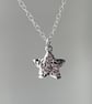 Hammered Star Sterling Silver Pendant Necklace - Image 1