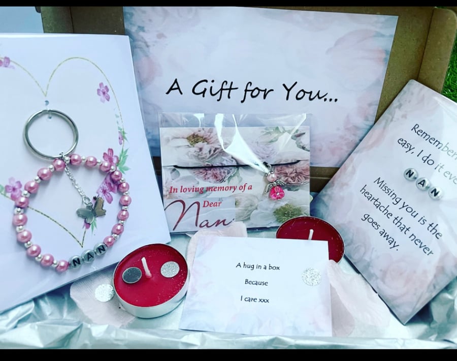In memory of a dear nan bereavement gift box mini hamper thinking of you gift 