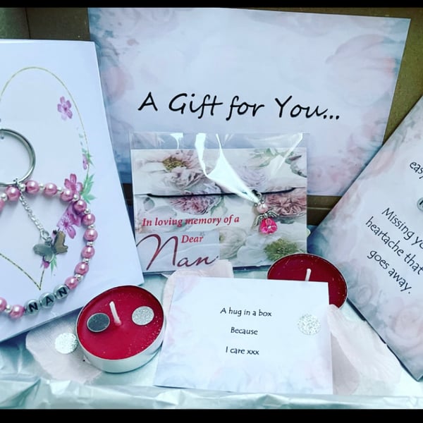 In memory of a dear nan bereavement gift box mini hamper thinking of you gift 