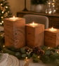 Set of 3 Wooden Tealight Holders Upcycled Pallet Block Candle Gift Set - Image 1
