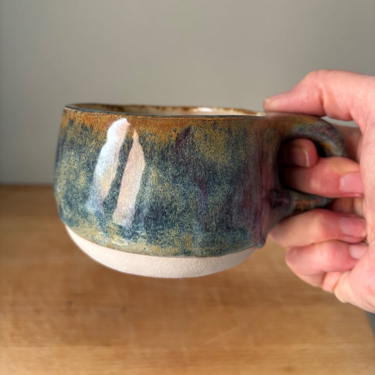 Handmade ceramic chunky mug, 300ml cappuccino mug, wabi sabi mug