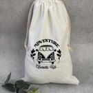 Cotton Drawstring Travel Bag, Adventures Await Us 