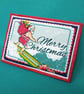 Santa Holiday Textile Postcard Decoration hand embroidered personalised message - Image 3