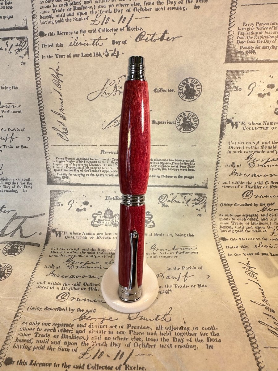 Chrome & Purpleheart Rollerball Pen