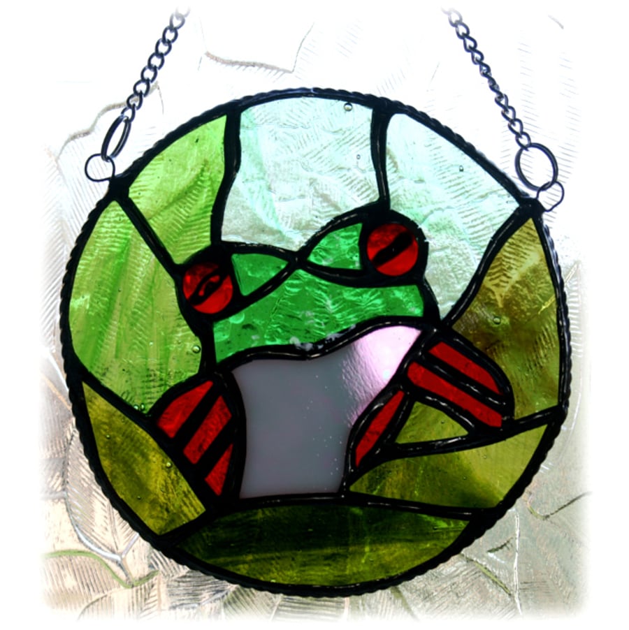 Tree Frog Suncatcher Stained Glass Ring Handmade