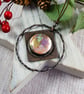 Hanging Decorations, Copper and Irridescent Squares Dichroic Glass