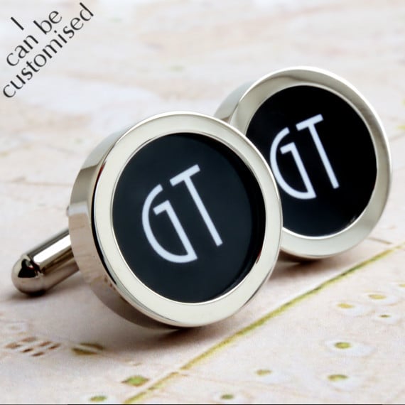 2 Initial Monogrammed Cufflinks 1920s Style