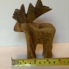 African Walnut Reindeer Christmas Ornament Hand Carved In England 14cm Tall