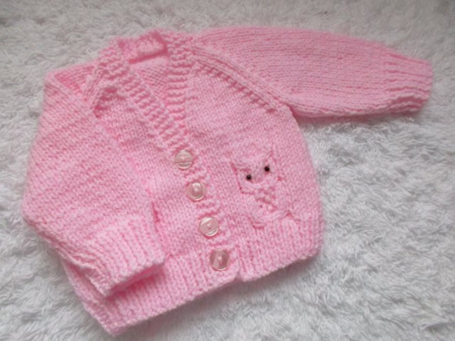 14" Newboorn Baby Girls Owl  V Neck Cardigan