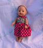 Red polka dot dolls outfit, dress, bag and scrunchie for Our Generation BabyBorn - Image 2