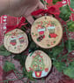 Set of 3 Hand-painted Christmas log slice decorations  - Image 3