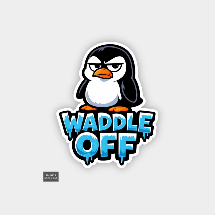 Image of Funny Cheeky Novelty Sticker For Adults - Grumpy Penguin 