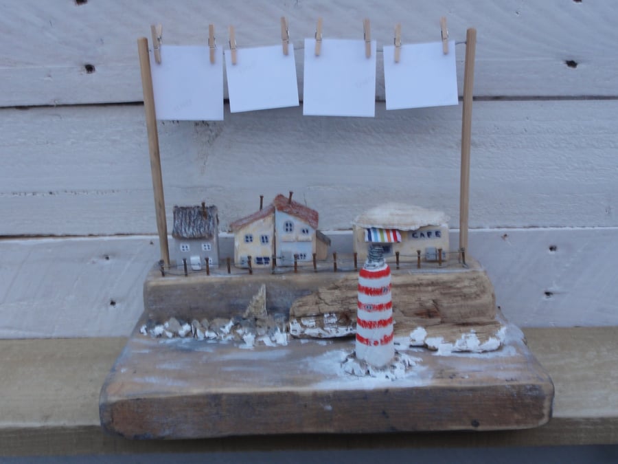 By the sea - reclaimed wood scene with photo bunting