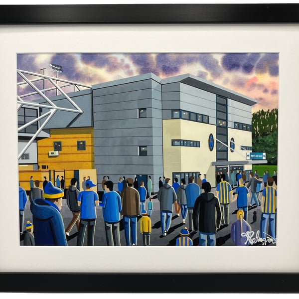 Shrewsbury Town FC, New Meadow Stadium High Quality Framed Football Art Print