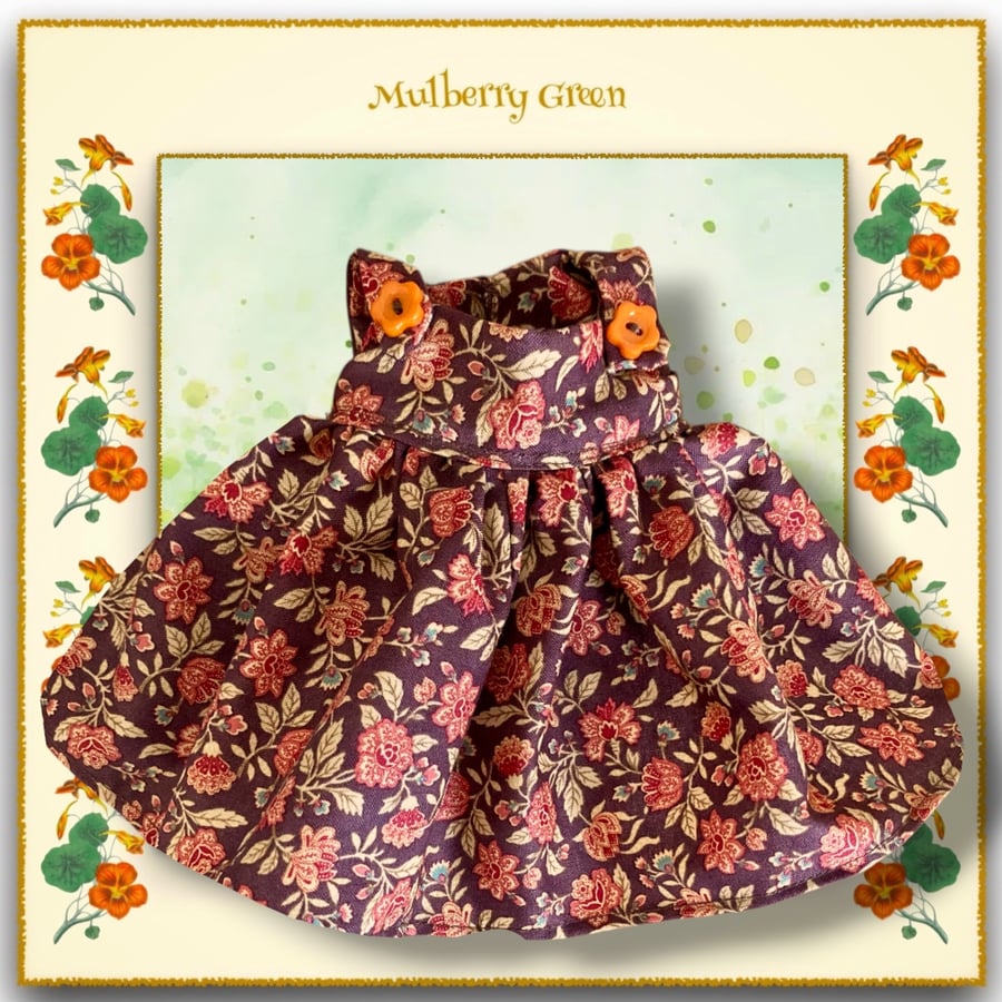 Brown Floral Pinafore Style Dress
