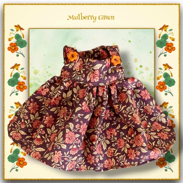 Brown Floral Pinafore Style Dress