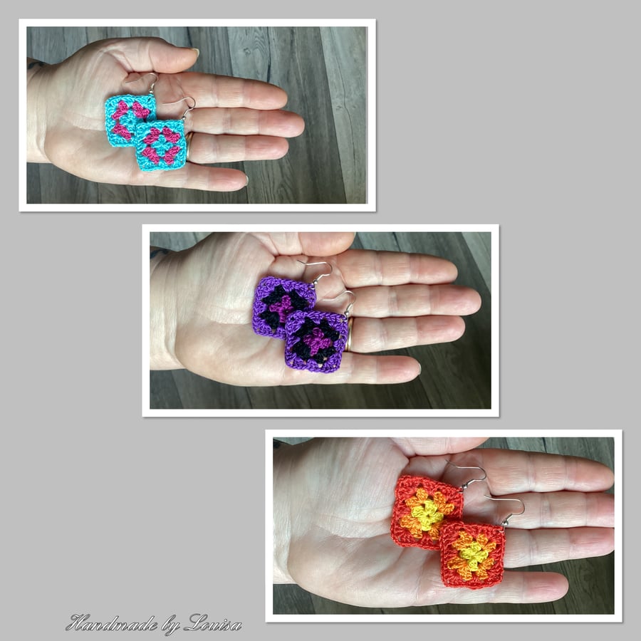 Mini granny square earrings 