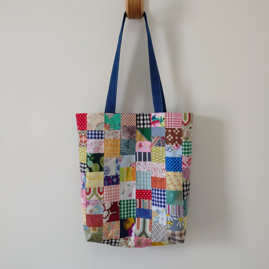 Upcycled Cotton Patchwork Tote Bag 