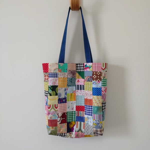 Upcycled Cotton Patchwork Tote Bag 