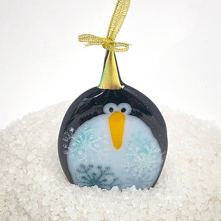 Party Penguin Glass Christmas Decoration