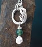 Green moss agate silver leaf necklace, recycled sterling silver pendant necklace - Image 9